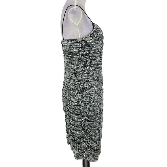 Phoebe Dress Womens 8 Black White Sequins Spaghetti Strap Lined Stretch Bodycon - Picture 5 of 14